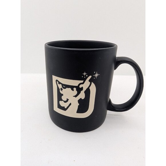 Mug Disney World Fantasia Sorcerer Mickey Mouse Etched coffee Black Beige 2017 - Picture 1 of 15